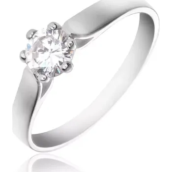 Prsten Prsten ze stříbra 925 - ohnutá ramena a kulatý čirý zirkon - Velikost: 49