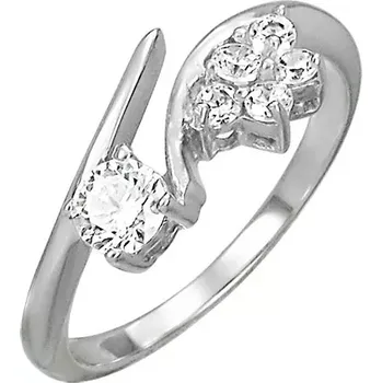 Prsten Prsten z chirurgické oceli s kvítkem a zirkonem čiré barvy - Velikost: 51