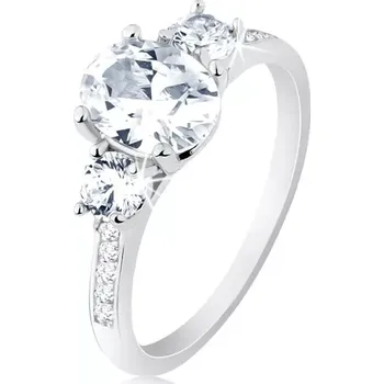 Prsten Prsten ze stříbra 925, úzká lesklá ramena, třpytivé čiré zirkony - Velikost: 57