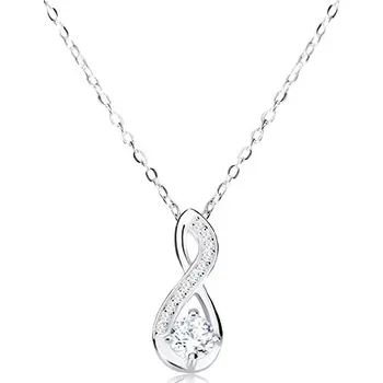 Náhrdelník Náhrdelník ze stříbra 925 - lesklá osmička se zirkonovou linií a kulatým zirkonem