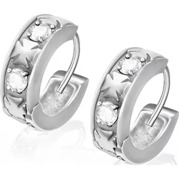 Náušnice Kruhové ocelové náušnice - maltézské kříže a čiré zirkony