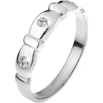 Prsten Prsten ze stříbra 925, seříznuté ovály, čiré kamínky, pásky - Velikost: 48