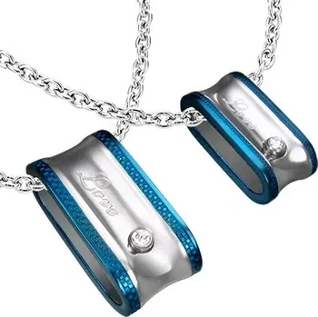 Přívěsek Přívěsek pro dva - elipsovitá obruč s nápisem a zirkonem