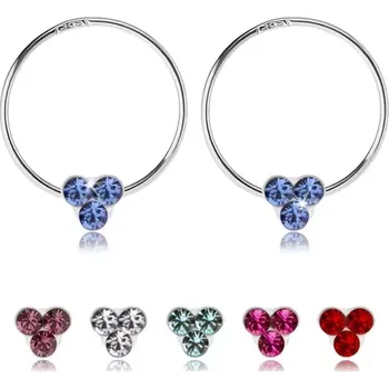 Náušnice Náušnice ze stříbra 925, tenký kroužek, tři Swarovského krystaly, různé barvy - Barva: Růžová