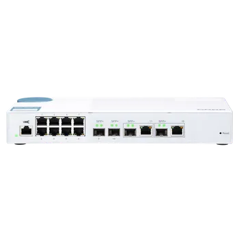 Switch QNAP řízený switch QSW-M408-2C (12portů: 8x Gigabit port + 4x 10G SFP+ /2x 10GbE kombo porty) QSW-M408-2C