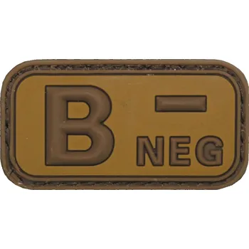 Nášivka MFH Nášivka označení krevní skupiny B- negative hnědá 3D PVC MFH® Brown-Khaki
