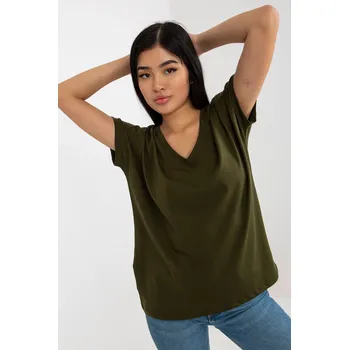 Dámské tričko BASIC FEEL GOOD Dámské tričko s výstřihem Ariel khaki Velikost: M