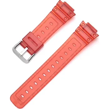 Řemínek na hodinky Plastový řemínek Ricardo 16mm (pro Casio G-Shock GA-2100/GA-2110, DW-5600, GW-6900), červený, průhledný