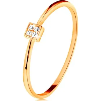 Prsten Prsten ve žlutém zlatě 585 - čtvereček vykládaný kulatými zirkony čiré barvy - Velikost: 54