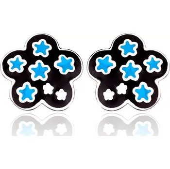 Náušnice Náušnice z oceli - černomodré květy