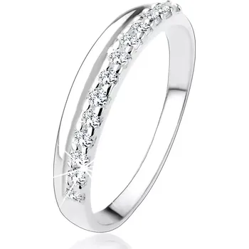 Prsten Stříbrný prsten 925 s hladkou a čirou zirkonovou linií - Velikost: 53
