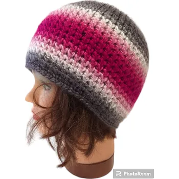 Pokrývka hlavy Háčkovaná čepice Waltz růžovo-šedá