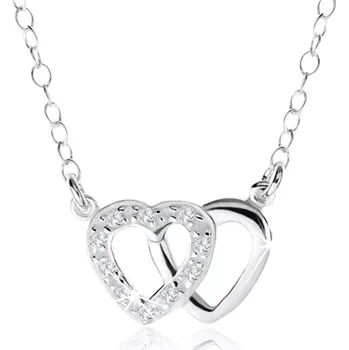 Náhrdelník Náhrdelník ze stříbra 925, dvě kontury překrývajících se srdcí, zirkony