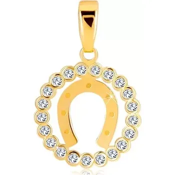 Přívěsek Přívěsek ze žlutého 14K zlata - zirkonový kruh a podkova pro štěstí