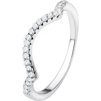 Prsten Prsten ze stříbra 925, zašpičatělé linie, oblouk, čiré třpytivé kamínky - Velikost: 57