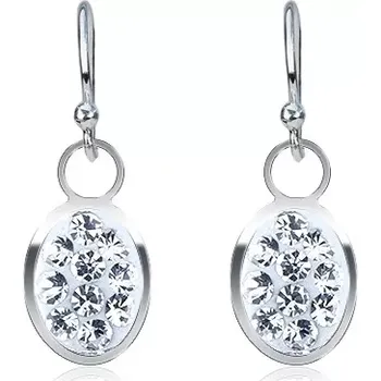 Náušnice Náušnice ze stříbra 925 - ovály na háčcích, čiré zirkony, malé