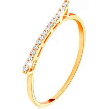 Prsten Prsten ze žlutého 14K zlata - vyvýšená třpytivá vlnka se zirkonky - Velikost: 50