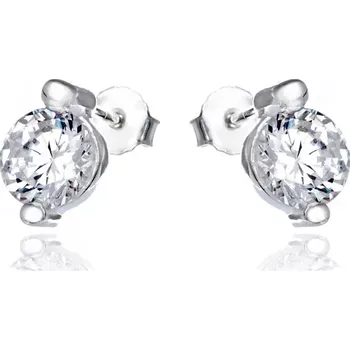 Náušnice Stříbrné puzetové náušnice 925 - kulatý čirý zirkon a kolíky