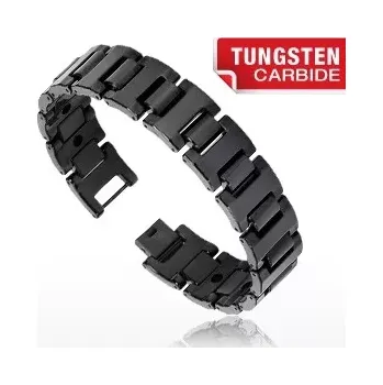 Náramek Karbid wolframový náramek - široké černé H články