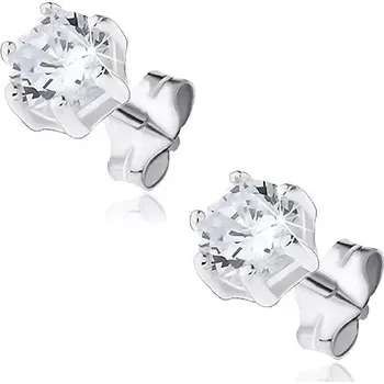 Náušnice Náušnice ze stříbra 925 - třpytivý čirý zirkon, vícekolíčkové uchycení