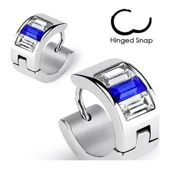 Náušnice Kulaté náušnice - stříbro, modré a čiré zirkony