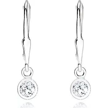 Náušnice Lesklé stříbrné náušnice 925, broušený zirkon v kulaté objímce, 4 mm