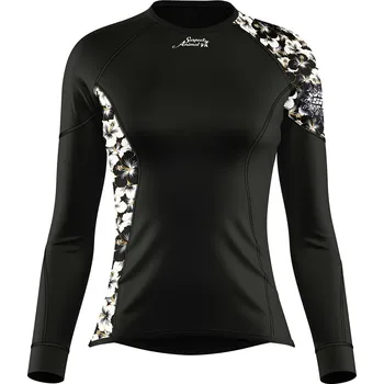 Dámské funkční triko dlouhý rukáv FLOWERS černá Bamboo Ultra