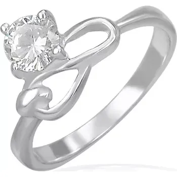 Prsten Ocelový zásnubní prsten - čirý zirkon a symbol nekonečna - Velikost: 52