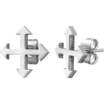 Náušnice Ocelové náušnice ve stříbrném odstínu - čtyři světové strany