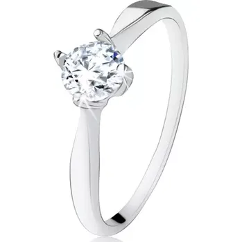 Prsten Zásnubní stříbrný prsten 925, broušený čirý zirkon, úzká ramena - Velikost: 54