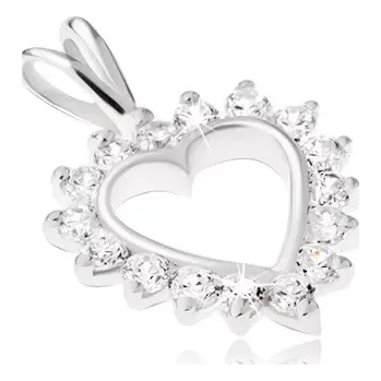 Přívěsek Stříbrný 925 přívěsek - kontura srdce s čirým zirkonovým lemem