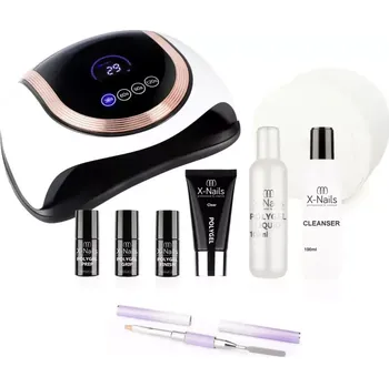 Umělé nehty Startovací sada na polygel nehty s lampou 180W – sada na polygel POLY FUTURE (kelímek na liquid zdarma jako dárek) (Startovací sada na polygel s lampou - POLY MAX)