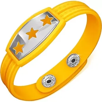 Náramek Žlutý gumový náramek - hvězdy na známce, řecký klíč