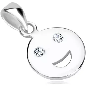 Přívěsek Stříbrný 925 přívěsek - lesklý smajlík s blýskavými zirkonovými očky