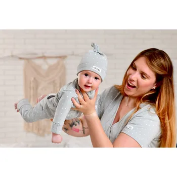 Kojenecká čepice Moniel Dětská čepice Dots šedá 0-3 měsíce