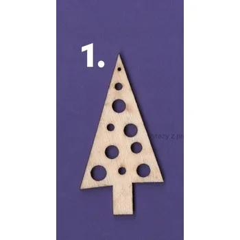 Překližka Výřez z překližky, V83/1, VÁNOČNÍ STROMEK S DÍRKAMI, 65x34mm, 1ks