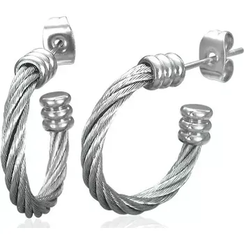 Náušnice Náušnice z oceli 316L, neúplný kruh - zatočený ocelový drát stříbrné barvy