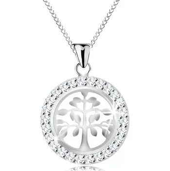 Náhrdelník Stříbrný 925 náhrdelník, přívěsek - lesklý strom života ve třpytivém kruhu