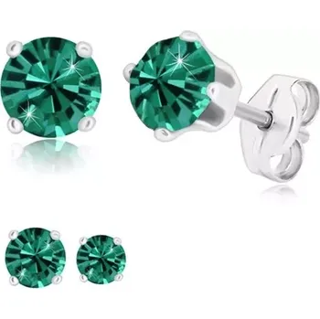 Náušnice Stříbrné 925 náušnice - blýskavý zirkon v kotlíku, smaragdově zelený odstín - Velikost zirkonu: 5 mm