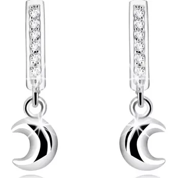 Náušnice Puzetové náušnice ze stříbra 925 - zahnutý pás se zirkony, vypouklý půlměsíc