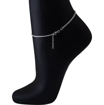 Náramek Náramek na kotník z 925 stříbra - zdvojený řetízek, zirkonové zrníčko modré barvy