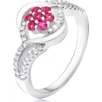Prsten Prsten ze stříbra 925, růžový zirkonový květ, rty - Velikost: 59