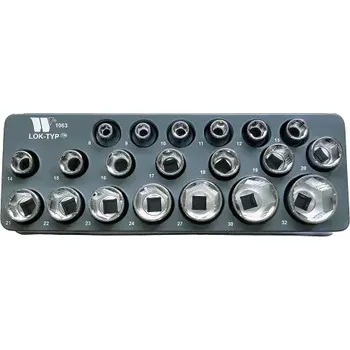 Gola hlavice Nástrčné hlavice 1/2", Lok-TYP, 6 hran, 8 - 32 mm, sada 20 dílů, Welzh (Welzh Werkzeug)