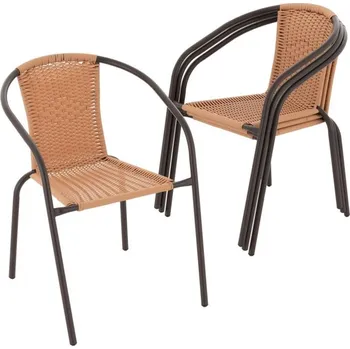 GARTHEN Set 4 ks polyratanová bistro židle, hnědá