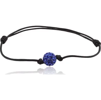 Náramek Černý šňůrkový náramek se safírovou Shamballa kuličkou