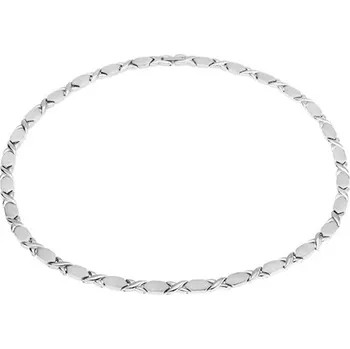 Náhrdelník Náhrdelník z oceli, stříbrná barva, články "X", šestiúhelníky, magnety - Délka: 490 mm