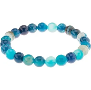 Náramek Elastický náramek, kuličky modré barvy z achátu na průhledné gumičce