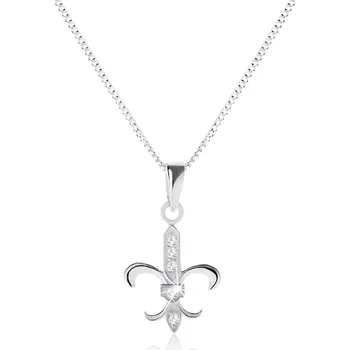 Náhrdelník Náhrdelník ze stříbra 925, královská lilie s čirými zirkony, jemný řetízek