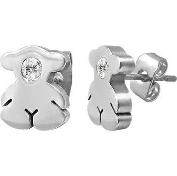 Náušnice Ocelové náušnice - medvídek se vsazeným čirým zirkonem, puzetky