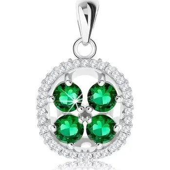 Přívěsek Přívěsek ze stříbra 925, zvlněná blýskavá obruba, zelené zirkony